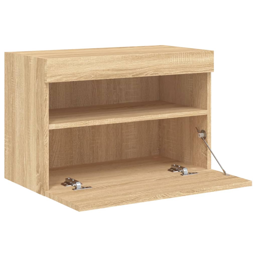 sonoma tölgy színű fali TV-szekrény LED-ekkel 60x30x40 cm