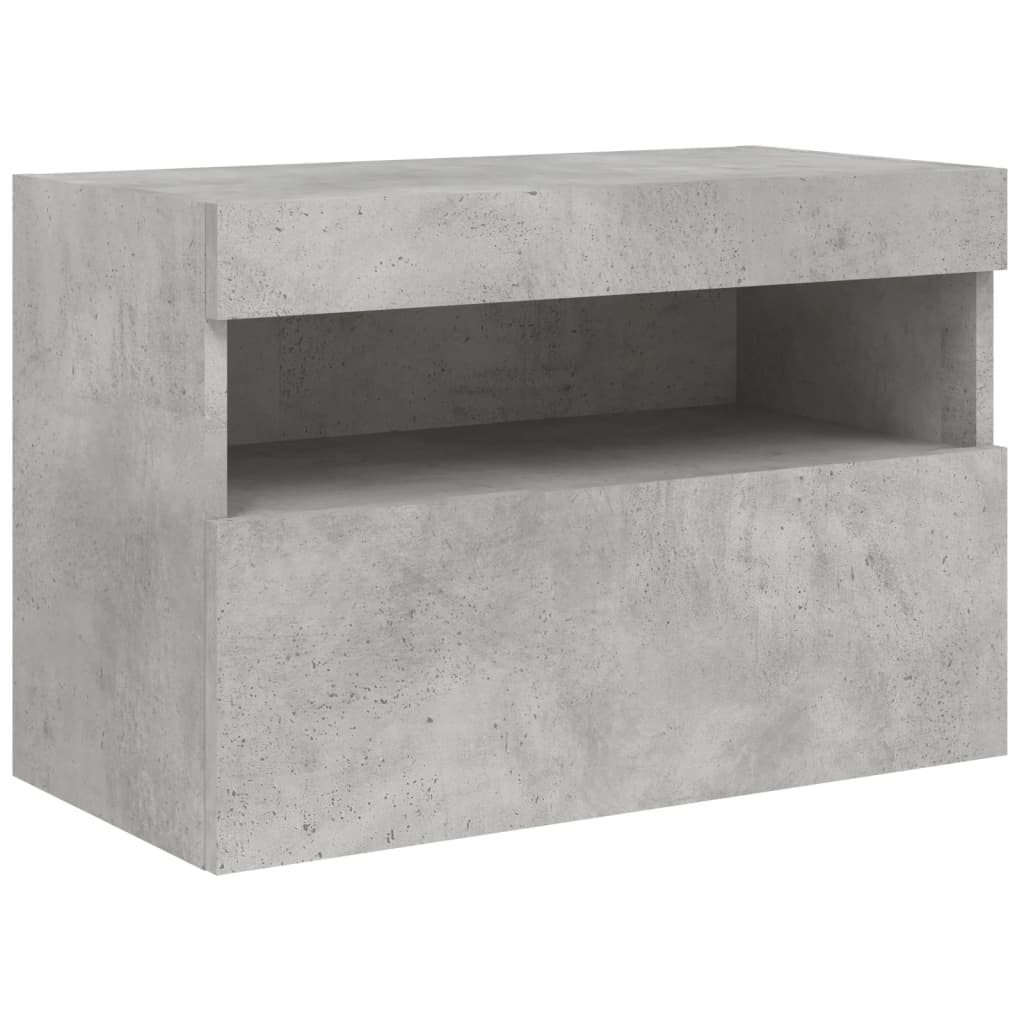betonszürke falra szerelhető TV-szekrény LED-del 60x30x40 cm