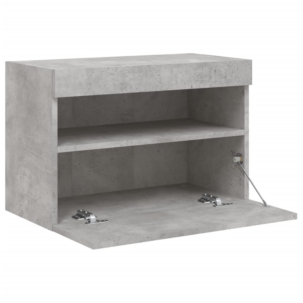 betonszürke falra szerelhető TV-szekrény LED-del 60x30x40 cm