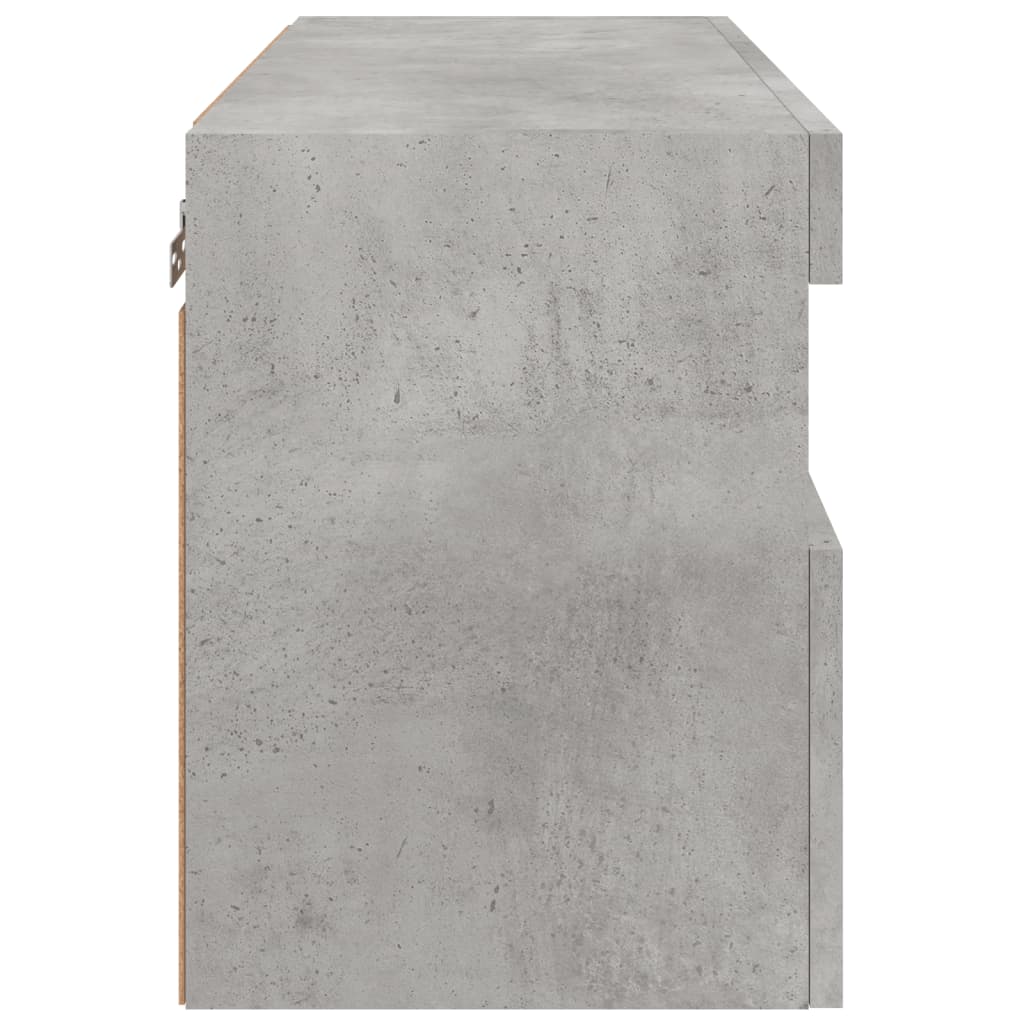 betonszürke falra szerelhető TV-szekrény LED-del 60x30x40 cm