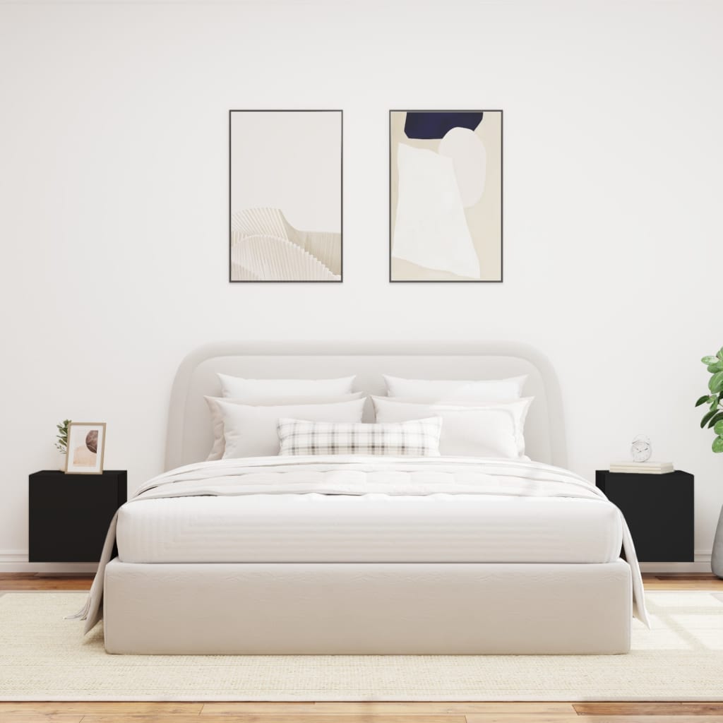 2 db fekete fali TV-szekrény LED-világítással 40,5x35x40 cm