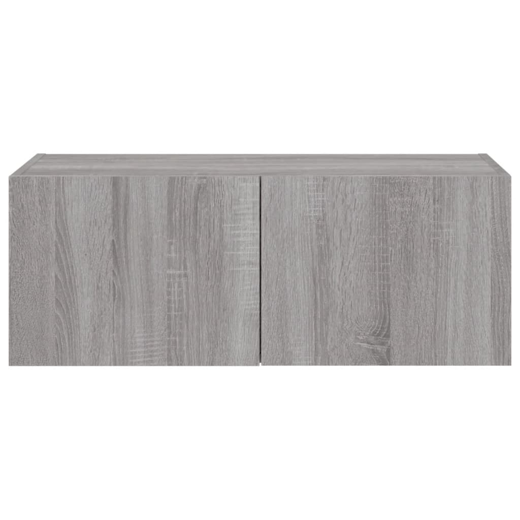 szürke sonoma színű fali TV-szekrény LED-del 80x35x31 cm