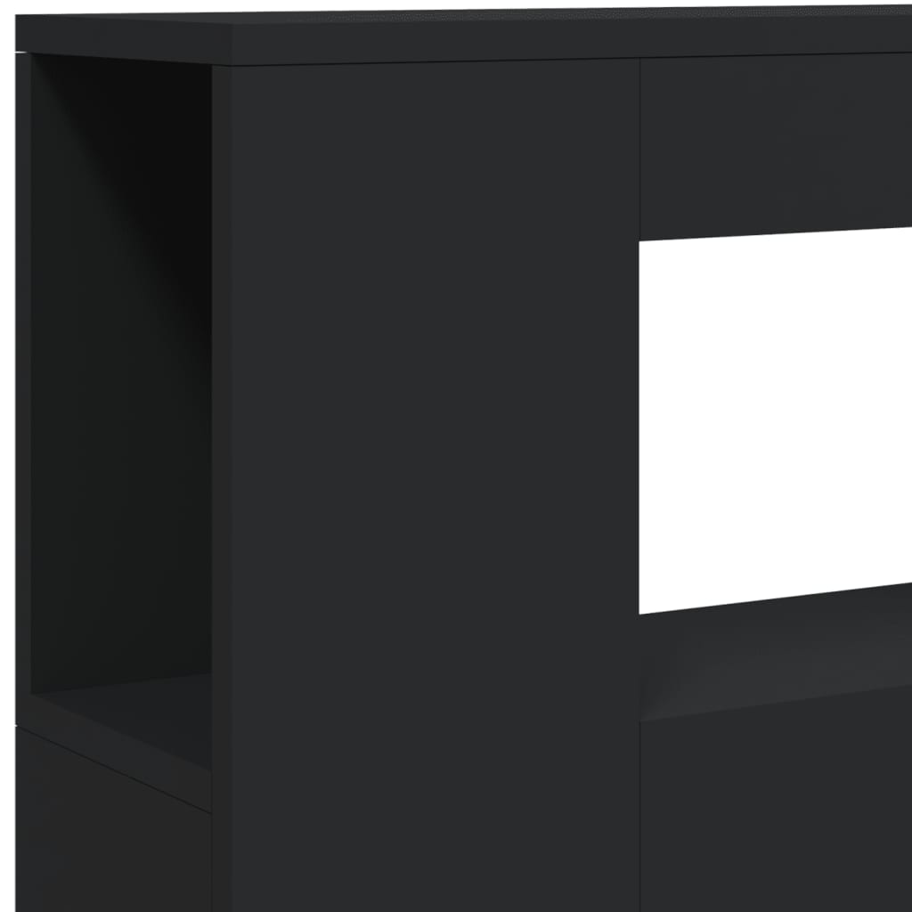 fekete szerelt fa LED-es fejtámla 100x18,5x103,5 cm