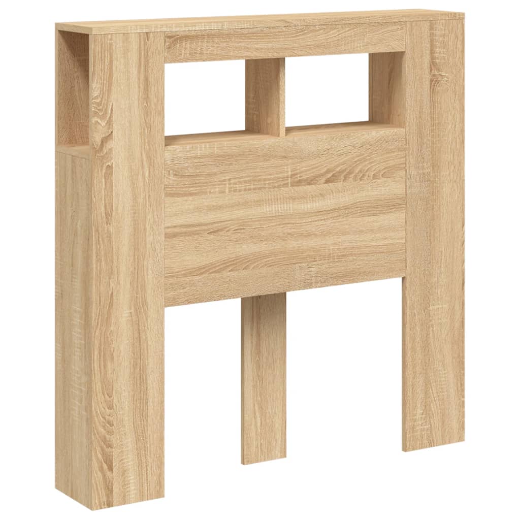 sonoma tölgy színű szerelt fa LED-es fejtámla 100x18,5x103,5 cm