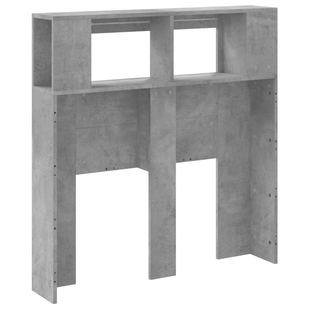 betonszürke szerelt fa LED-es fejtámla 100x18,5x103,5 cm