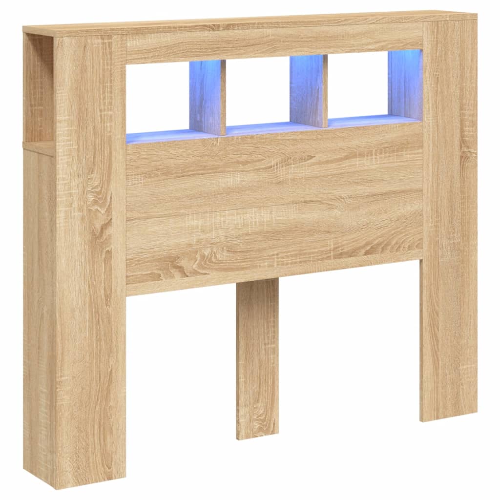 sonoma tölgy színű szerelt fa LED-es fejtámla 120x18,5x103,5 cm