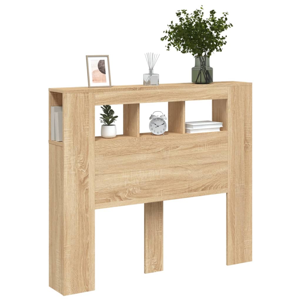 sonoma tölgy színű szerelt fa LED-es fejtámla 120x18,5x103,5 cm