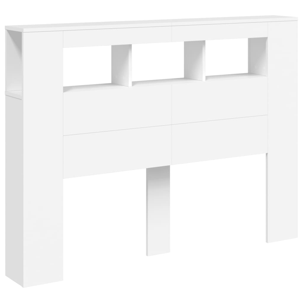 fehér szerelt fa LED-es fejtámla 140x18,5x103,5 cm