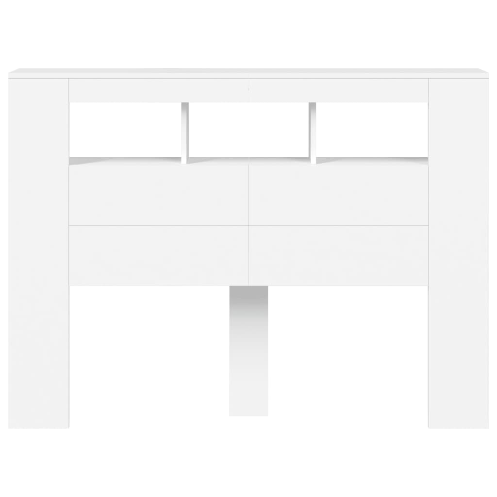fehér szerelt fa LED-es fejtámla 140x18,5x103,5 cm