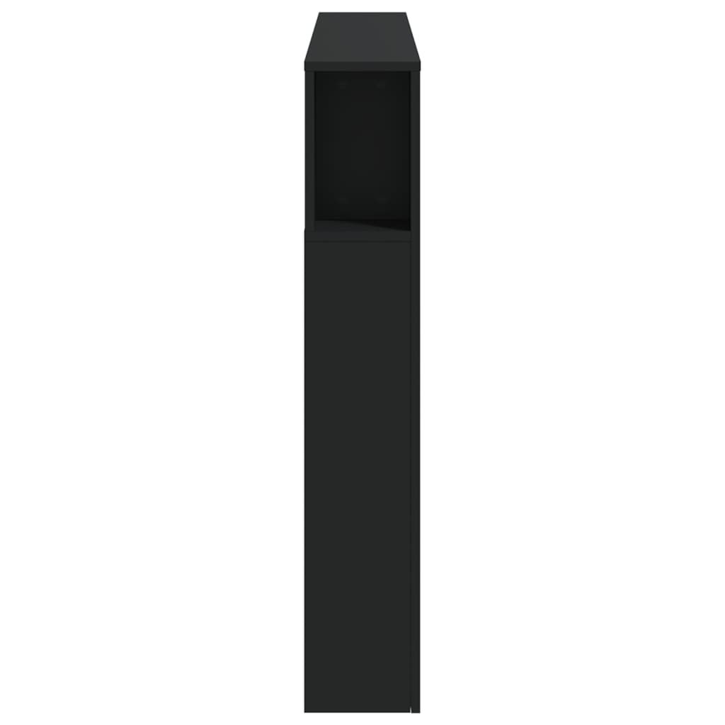 fekete szerelt fa LED-es fejtámla 140x18,5x103,5 cm