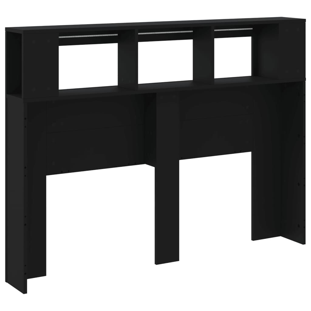 fekete szerelt fa LED-es fejtámla 140x18,5x103,5 cm