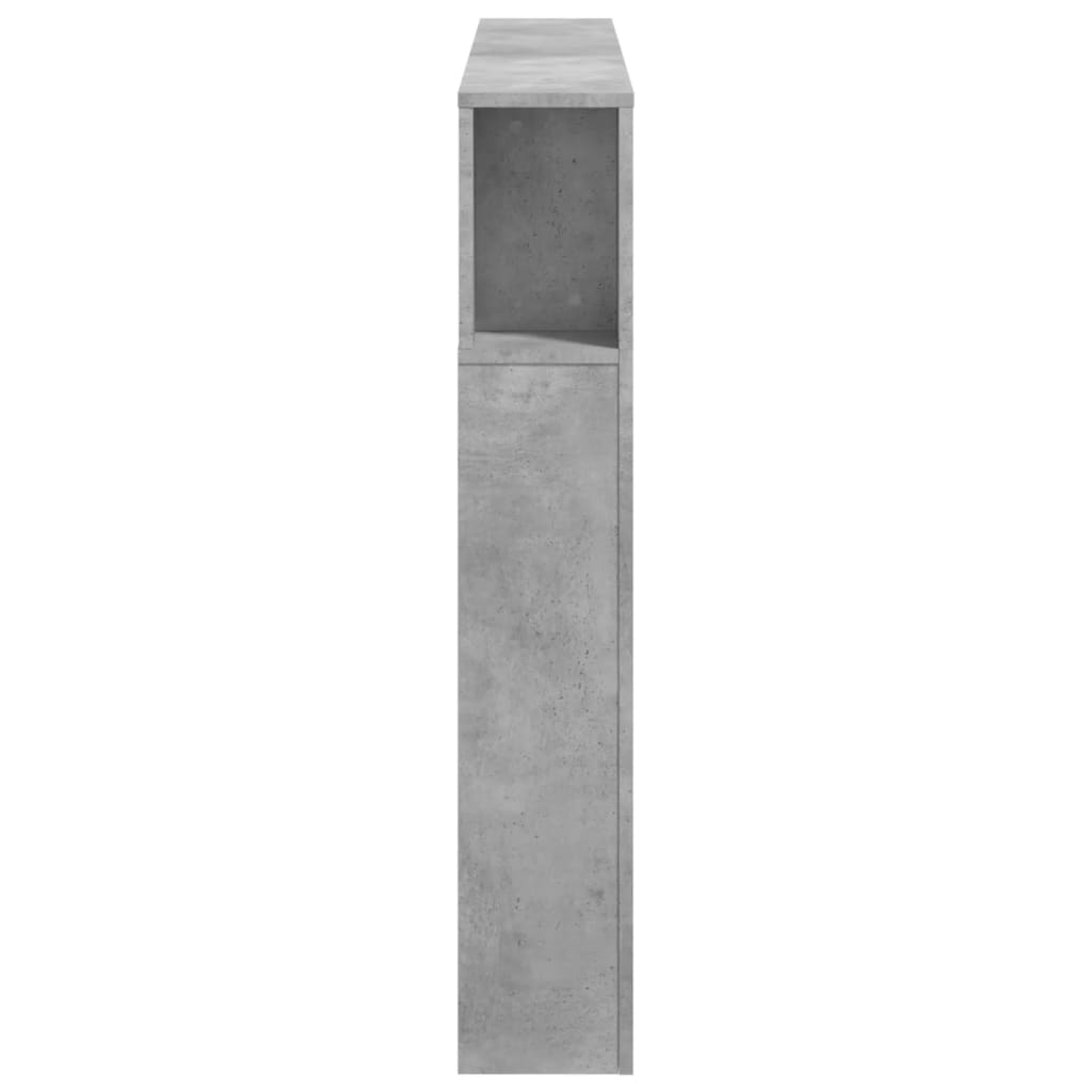 betonszürke szerelt fa LED-es fejtámla 140x18,5x103,5 cm