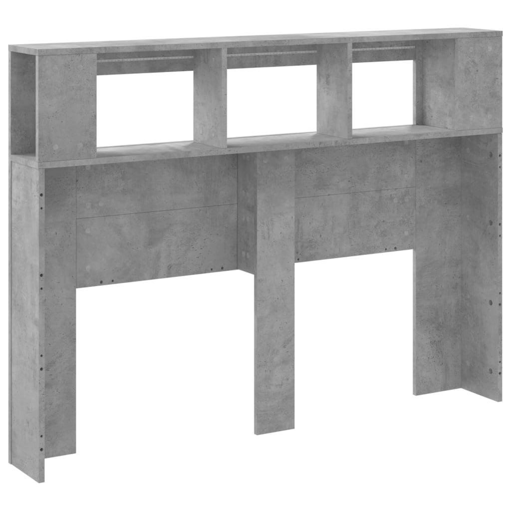 betonszürke szerelt fa LED-es fejtámla 140x18,5x103,5 cm