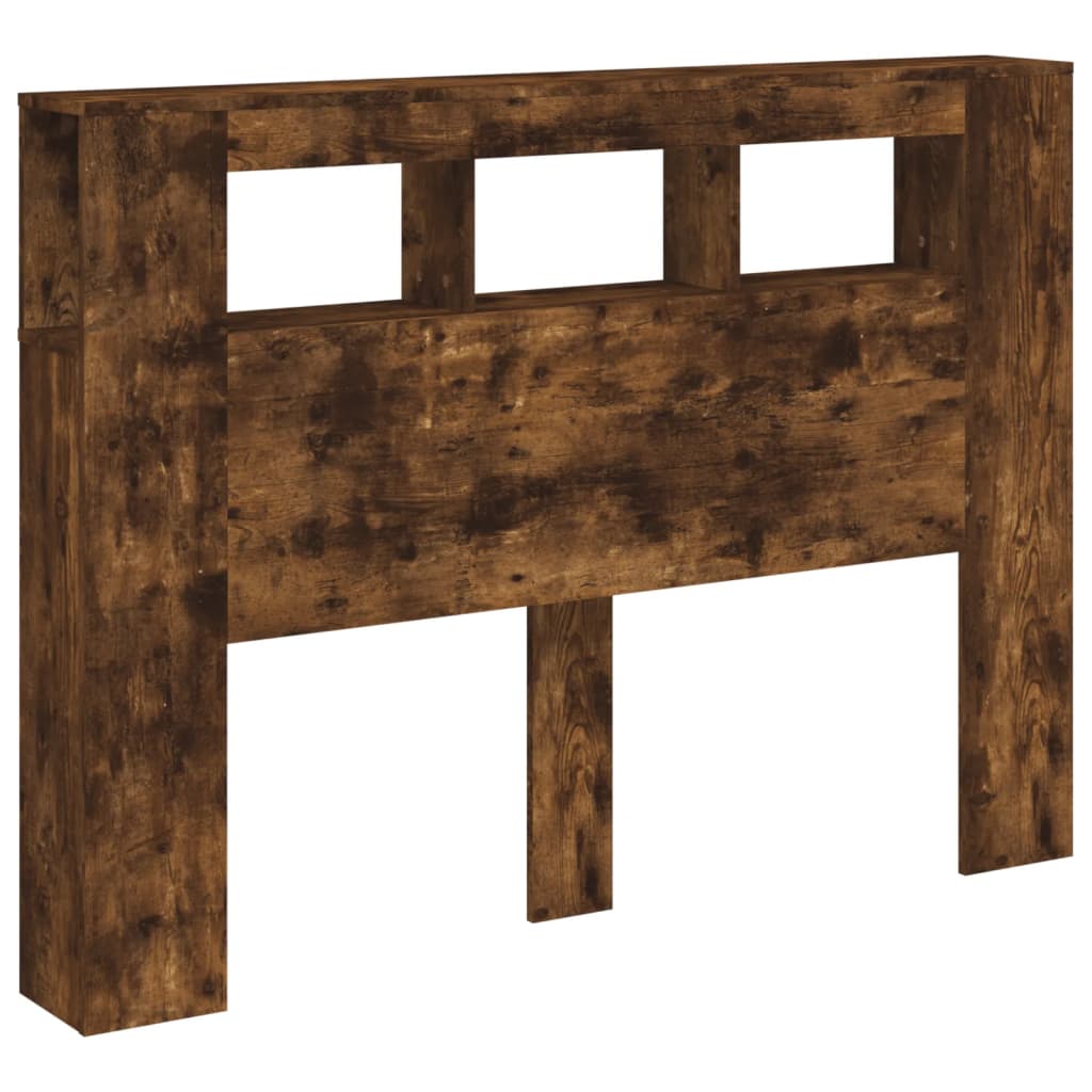 füstüs tölgy színű szerelt fa LED-es fejtámla 140x18,5x103,5 cm