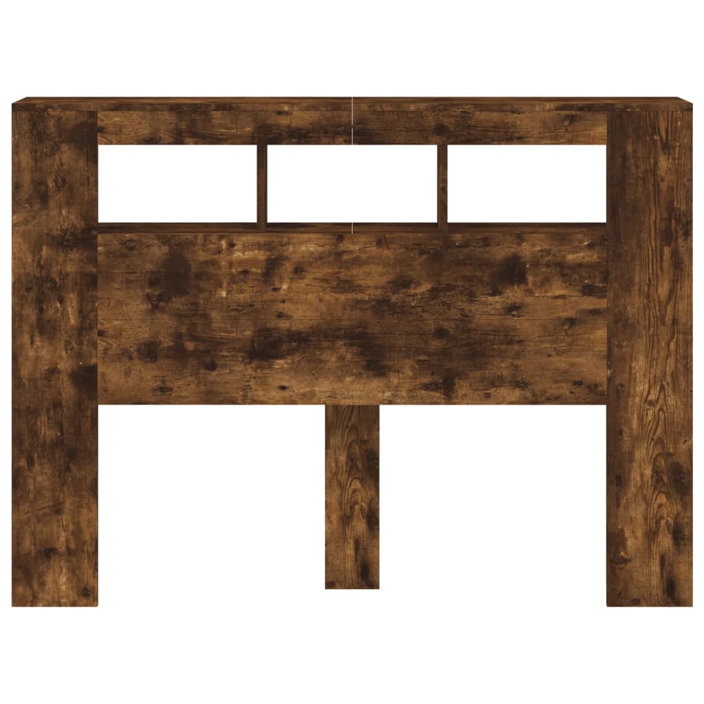 füstüs tölgy színű szerelt fa LED-es fejtámla 140x18,5x103,5 cm