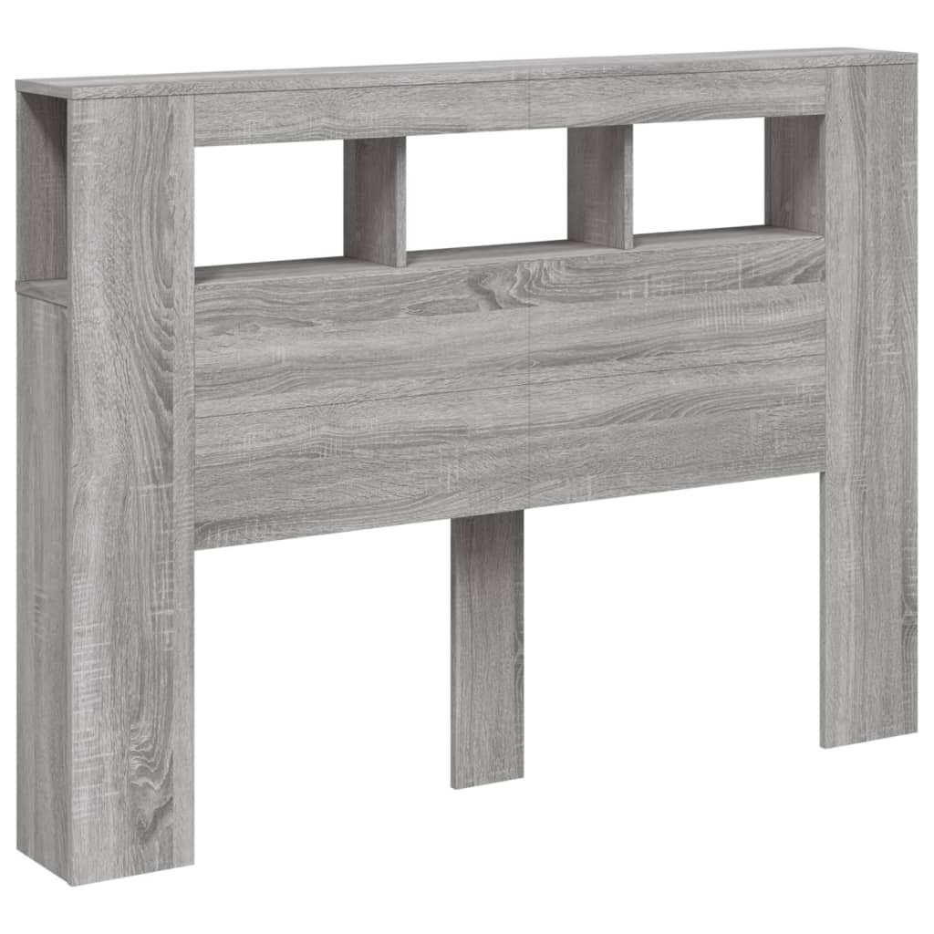szürke sonoma szerelt fa LED-es fejtámla 140x18,5x103,5 cm