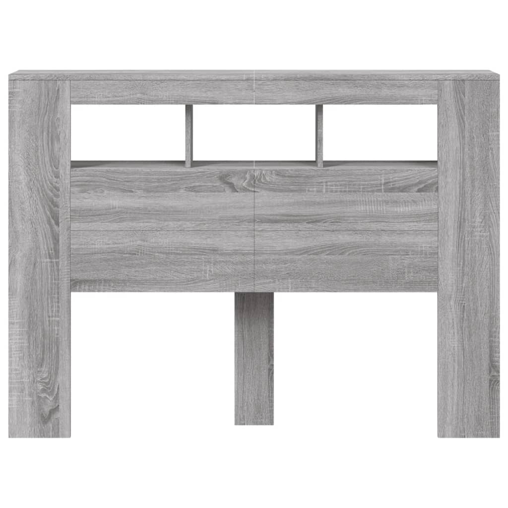 szürke sonoma szerelt fa LED-es fejtámla 140x18,5x103,5 cm
