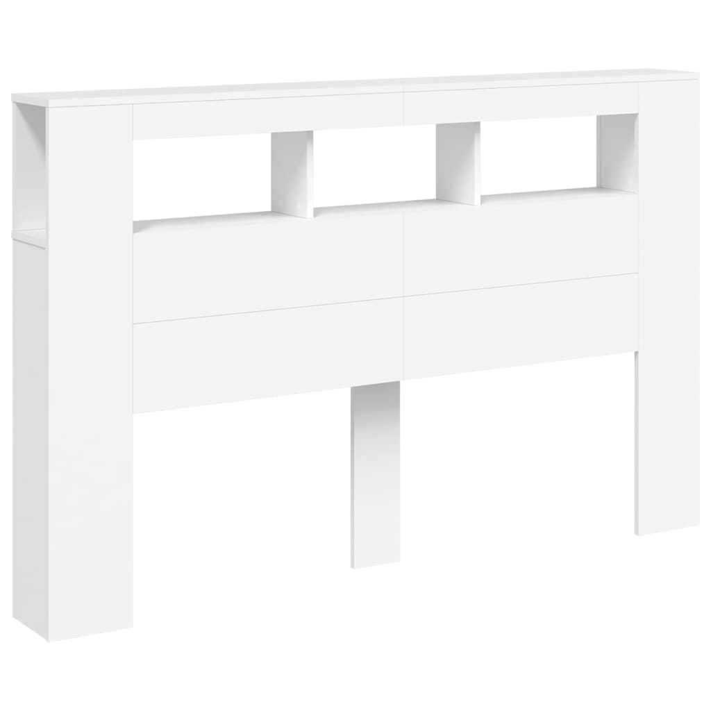 fehér szerelt fa LED-es fejtámla 160x18,5x103,5 cm