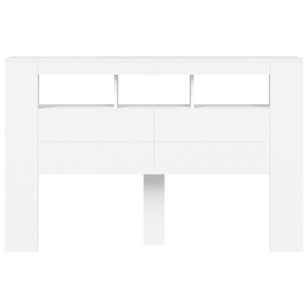 fehér szerelt fa LED-es fejtámla 160x18,5x103,5 cm