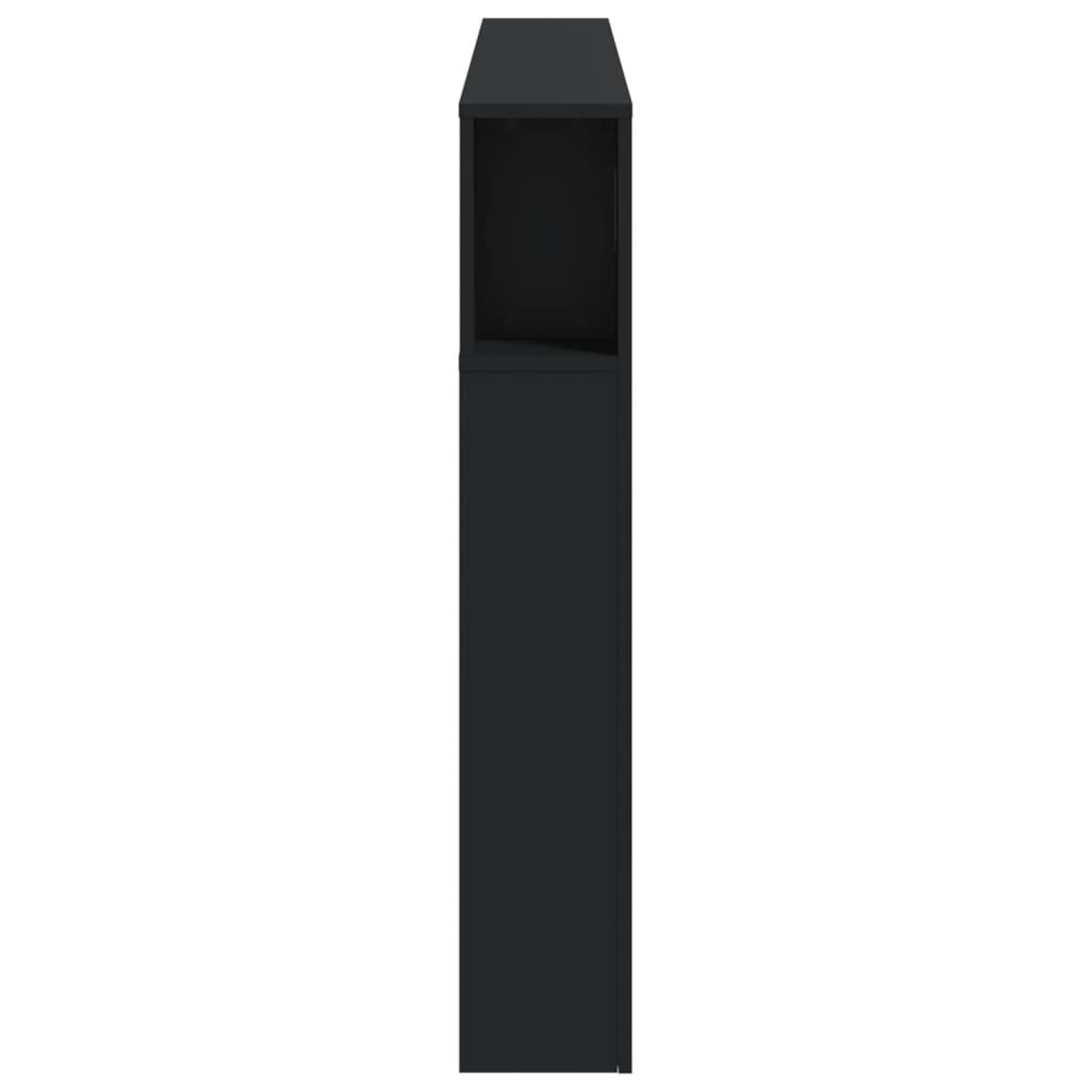 fekete szerelt fa LED-es fejtámla 160x18,5x103,5 cm