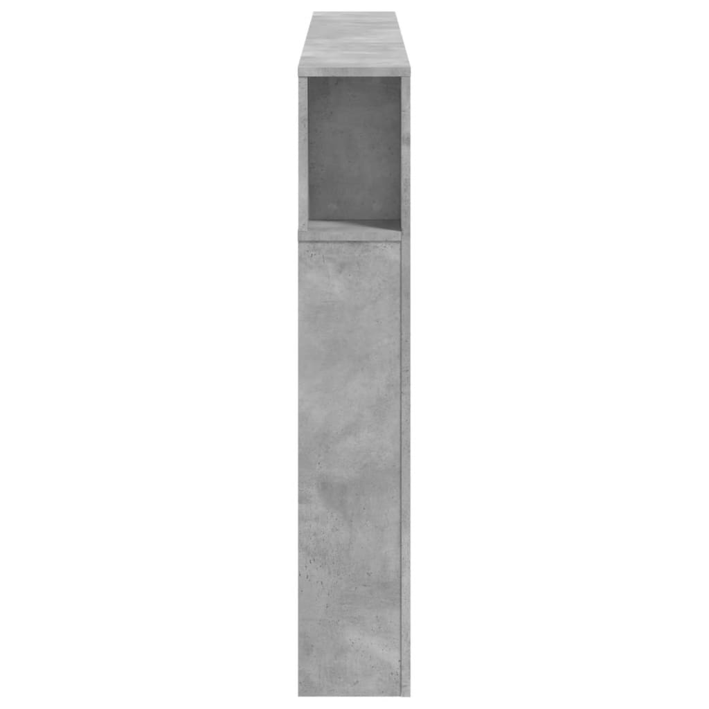 betonszürke szerelt fa LED-es fejtámla 160x18,5x103,5 cm