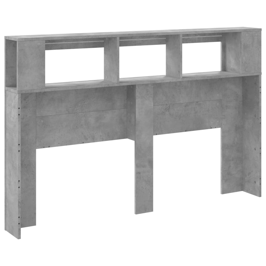 betonszürke szerelt fa LED-es fejtámla 160x18,5x103,5 cm