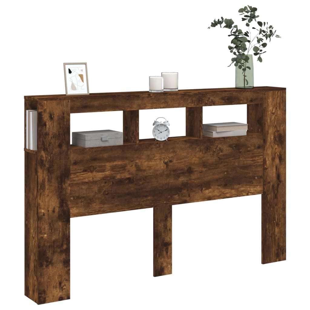sonoma tölgy színű szerelt fa LED-es fejtámla 160x18,5x103,5 cm