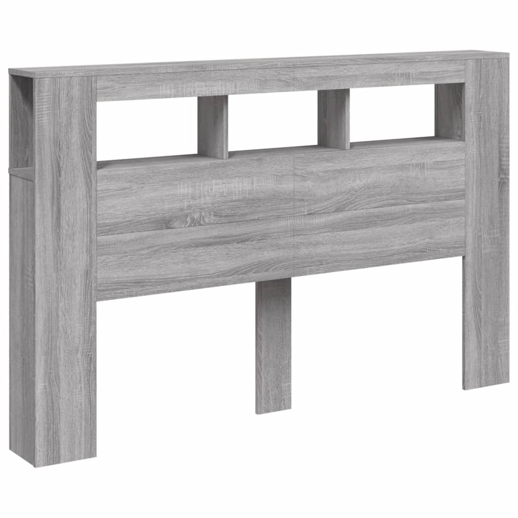 szürke sonoma szerelt fa LED-es fejtámla 160x18,5x103,5 cm