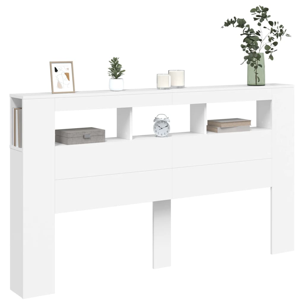 fehér szerelt fa LED-es fejtámla 180x18,5x103,5 cm