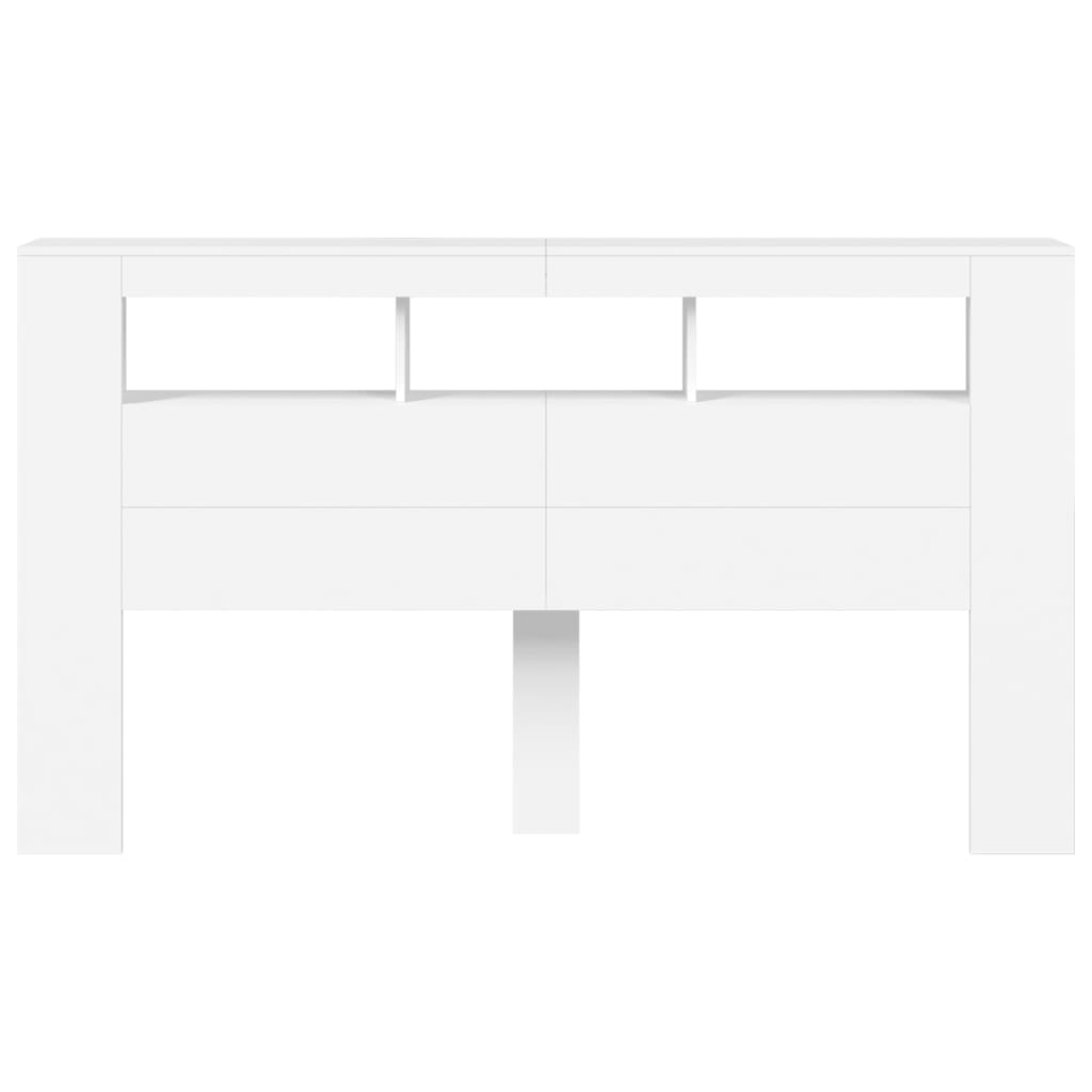 fehér szerelt fa LED-es fejtámla 180x18,5x103,5 cm
