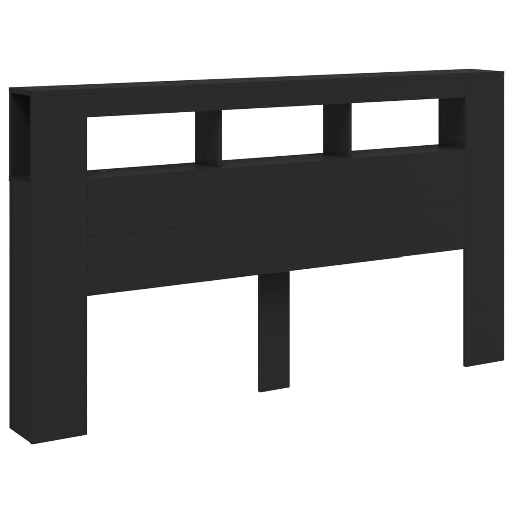 fekete szerelt fa LED-es fejtámla 180x18,5x103,5 cm
