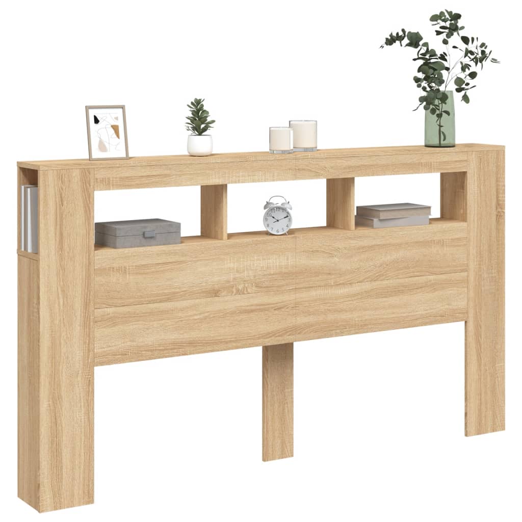 sonoma tölgy színű szerelt fa LED-es fejtámla 180x18,5x103,5 cm
