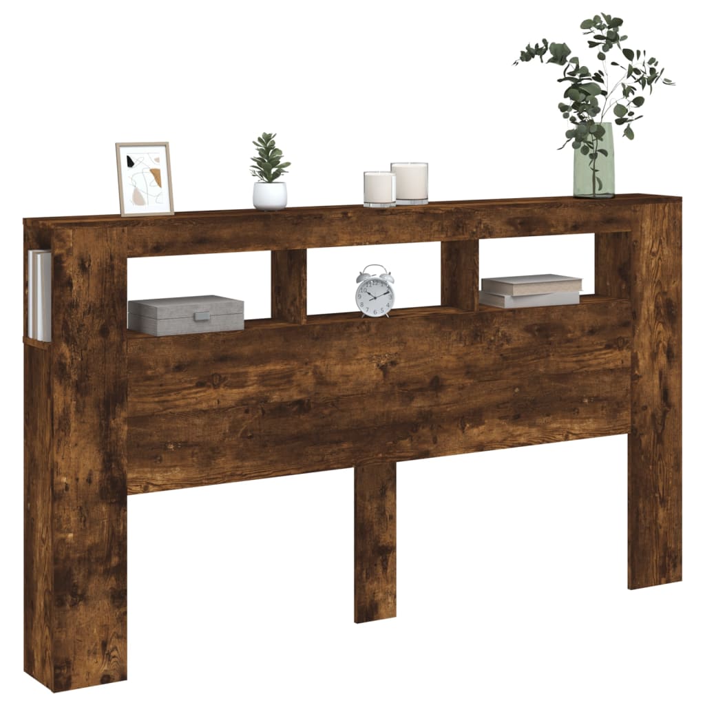 sonoma tölgy színű szerelt fa LED-es fejtámla 180x18,5x103,5 cm