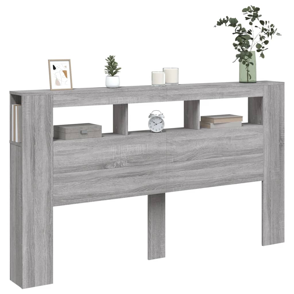 szürke sonoma szerelt fa LED-es fejtámla 180x18,5x103,5 cm
