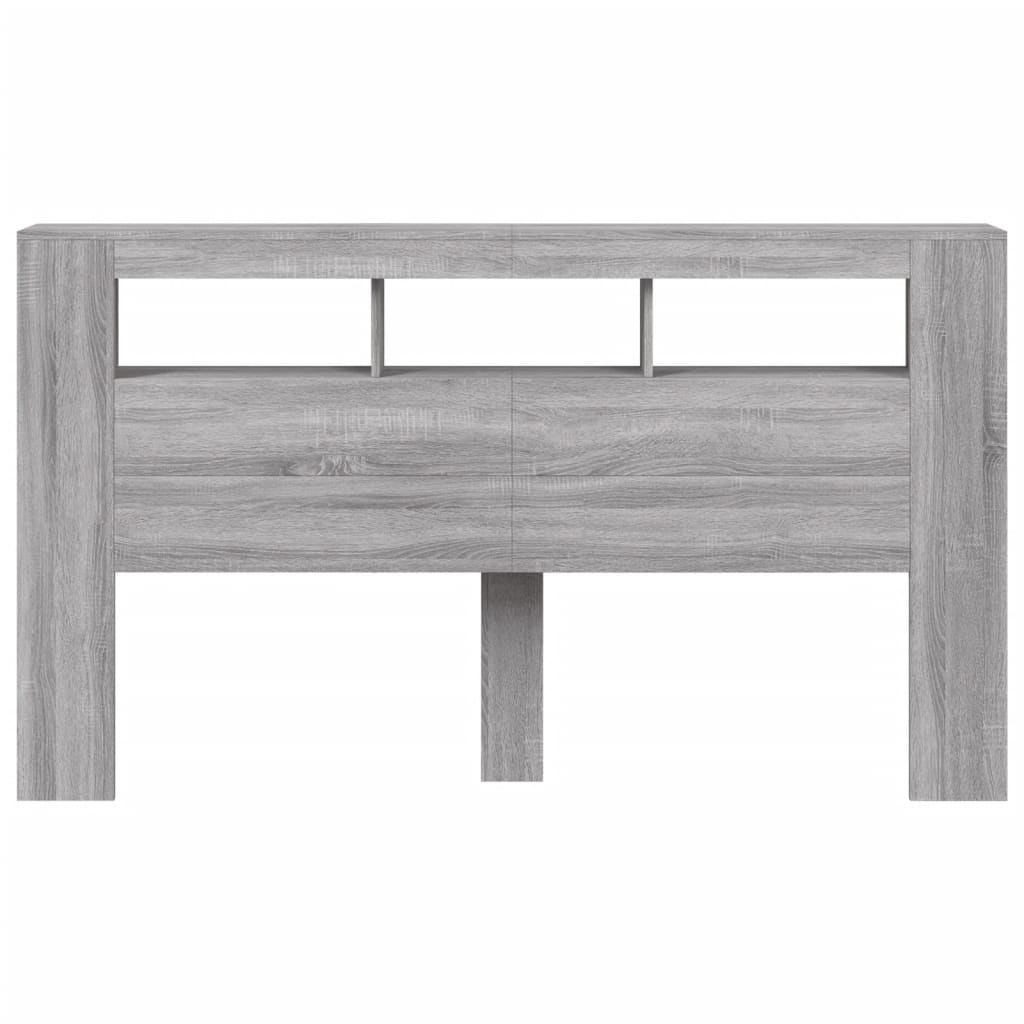 szürke sonoma szerelt fa LED-es fejtámla 180x18,5x103,5 cm
