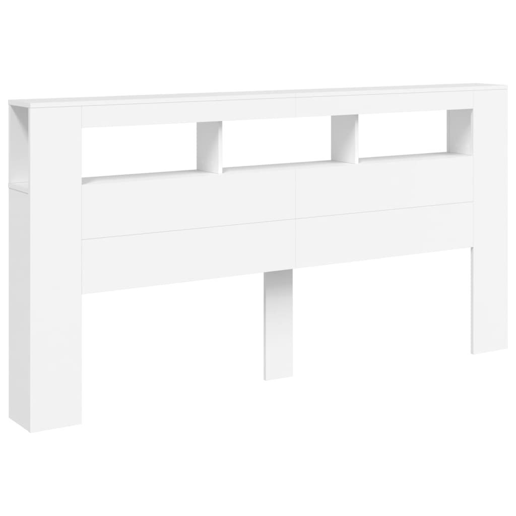 fehér szerelt fa LED-es fejtámla 200 x 18,5 x 103,5 cm