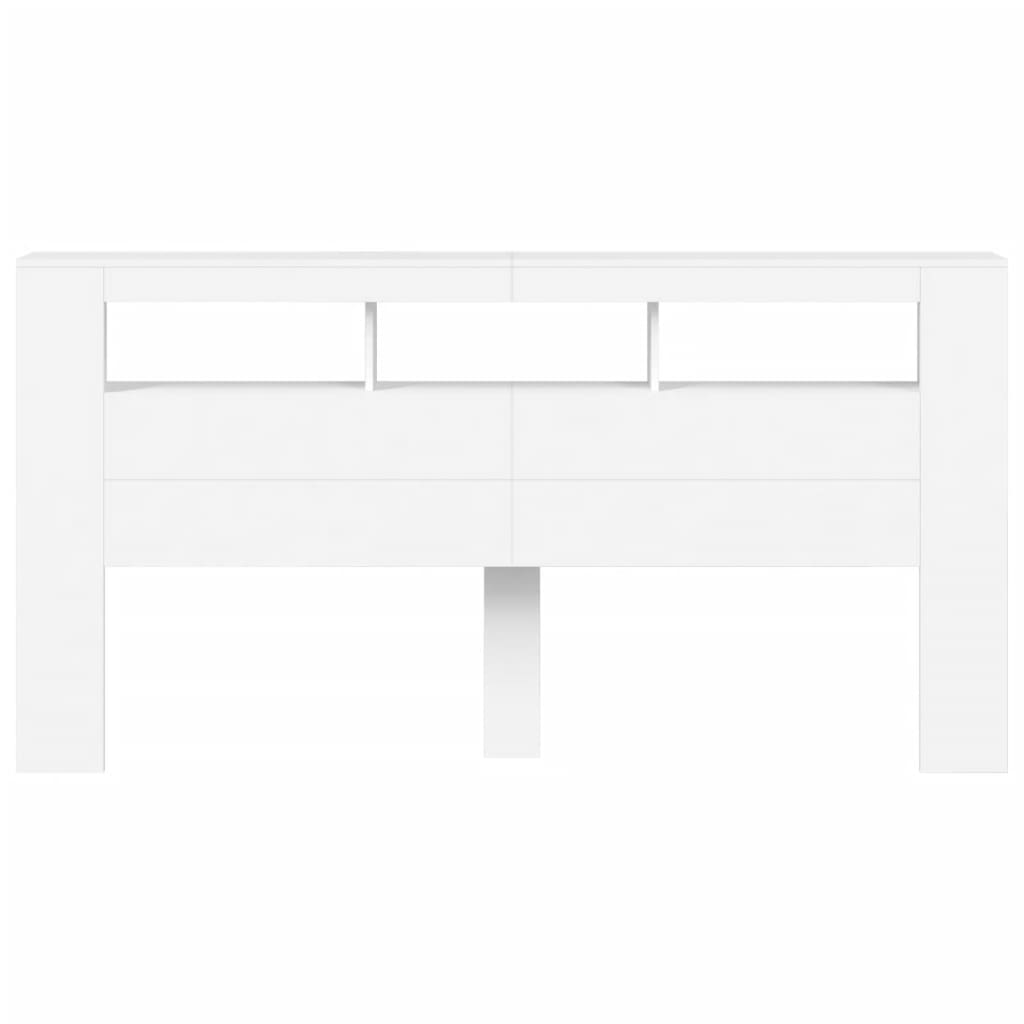 fehér szerelt fa LED-es fejtámla 200 x 18,5 x 103,5 cm