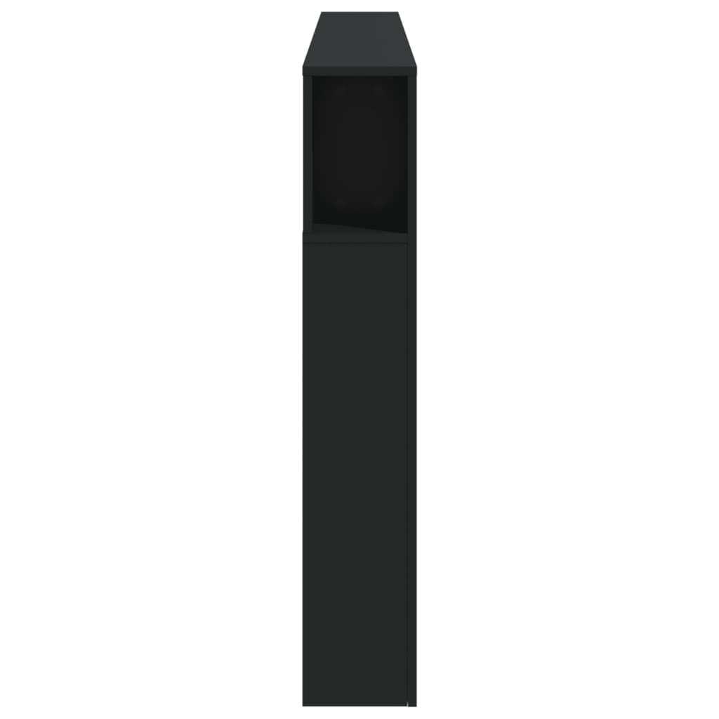fekete szerelt fa LED-es fejtámla 200 x 18,5 x 103,5 cm