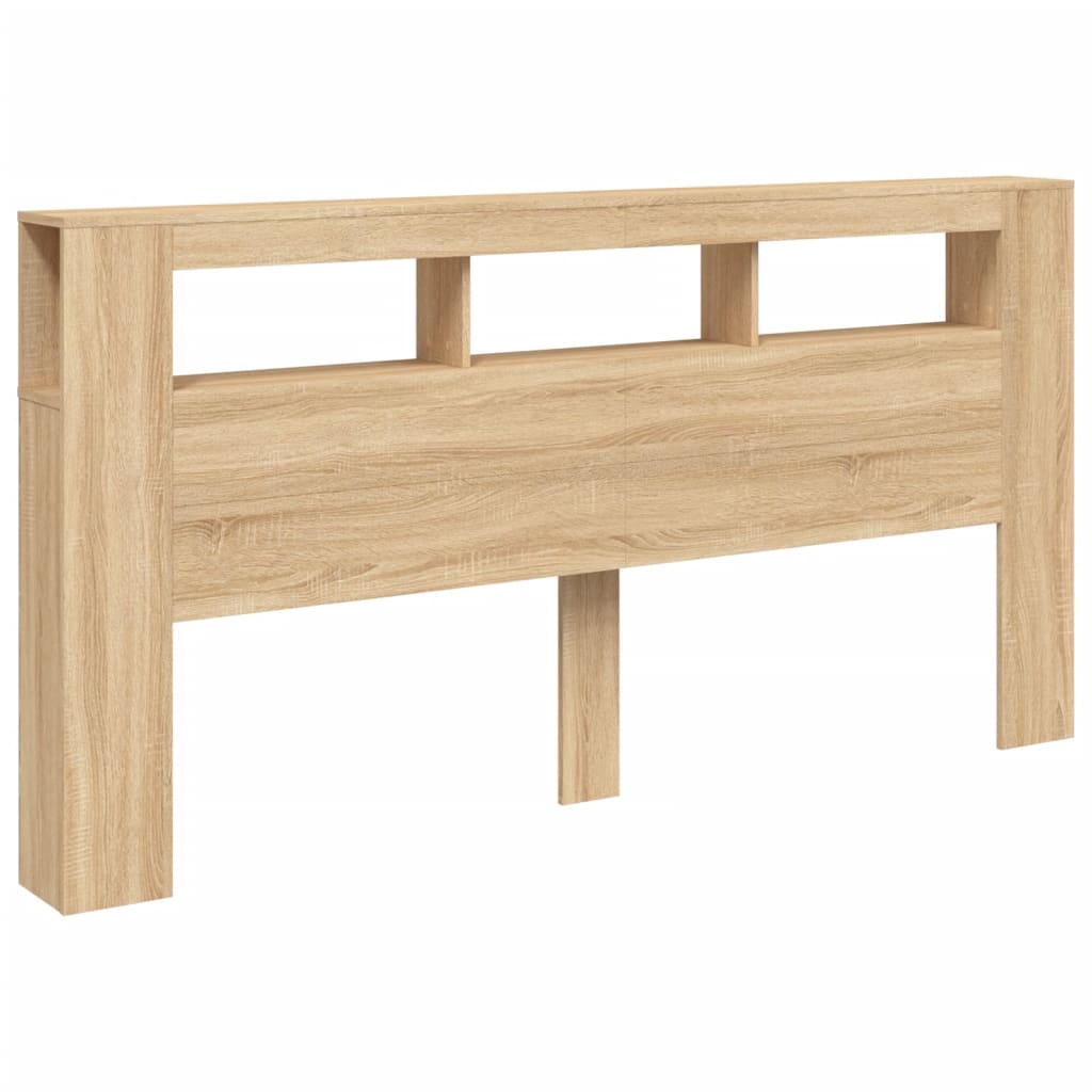 sonoma tölgy színű szerelt fa LED-es fejtámla 200x18,5x103,5 cm
