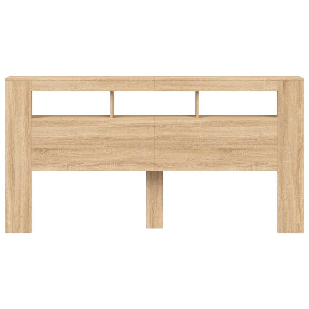 sonoma tölgy színű szerelt fa LED-es fejtámla 200x18,5x103,5 cm