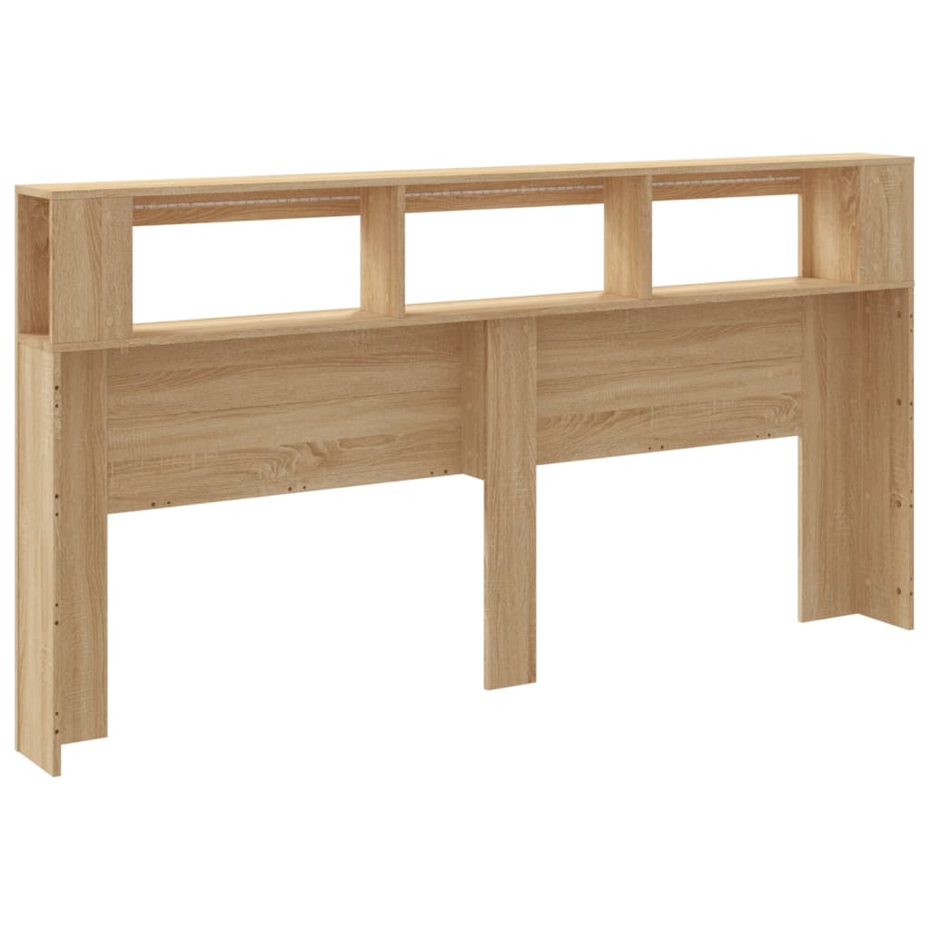 sonoma tölgy színű szerelt fa LED-es fejtámla 200x18,5x103,5 cm