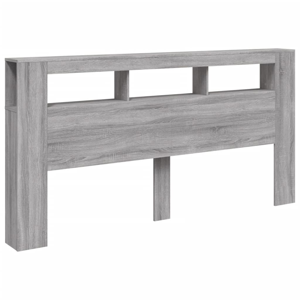 szürke sonoma szerelt fa LED-es fejtámla 200 x 18,5 x 103,5 cm