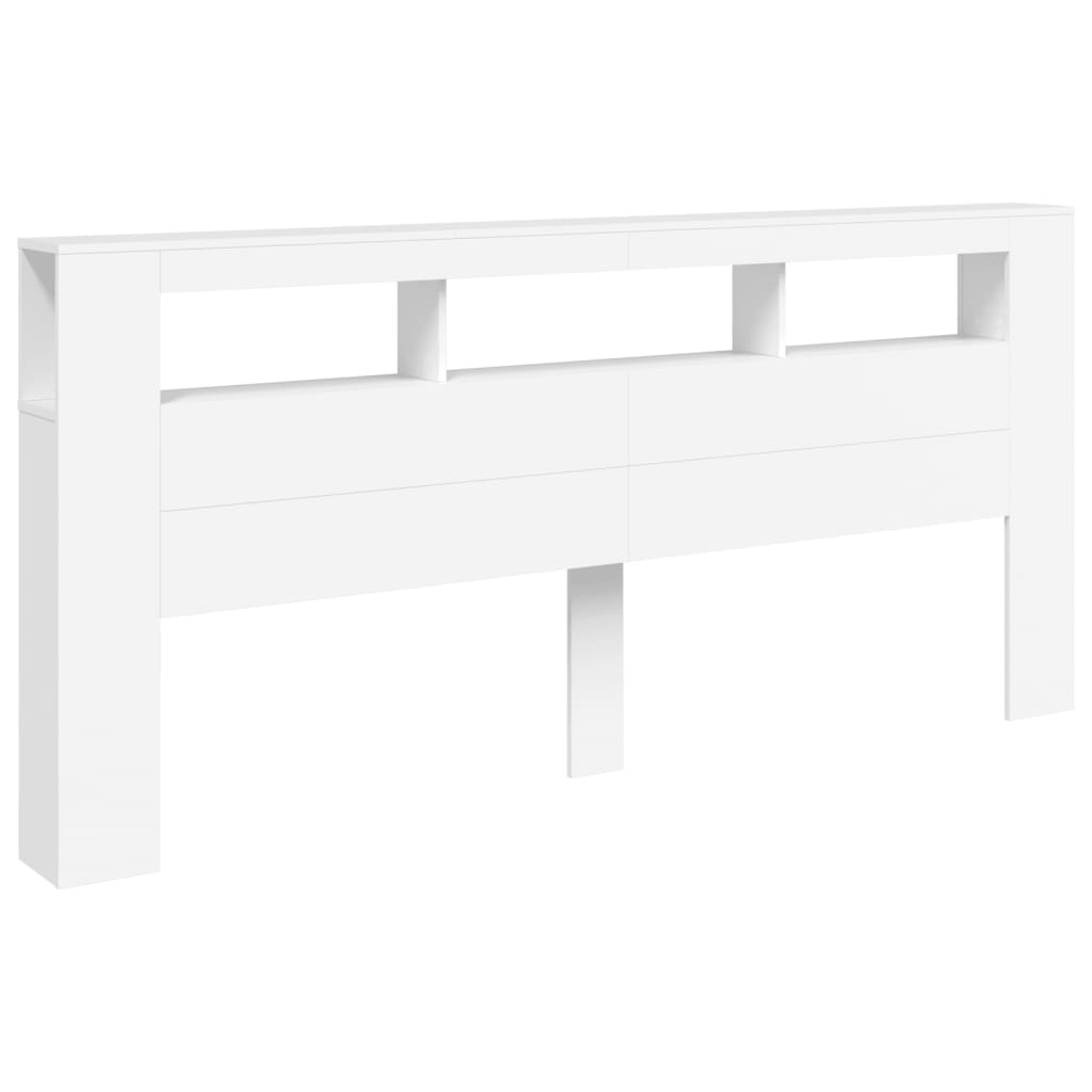fehér szerelt fa LED-es fejtámla 220x18,5x103,5 cm