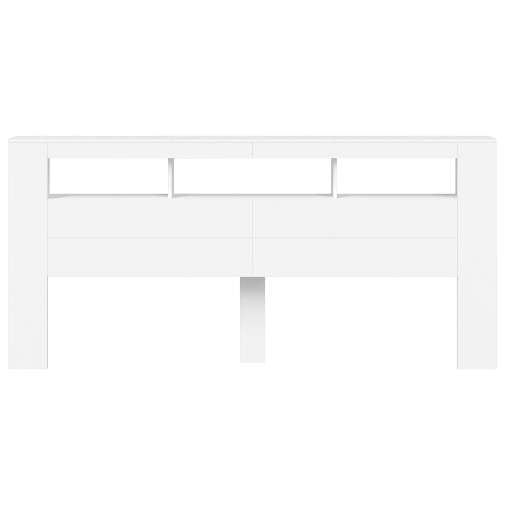 fehér szerelt fa LED-es fejtámla 220x18,5x103,5 cm