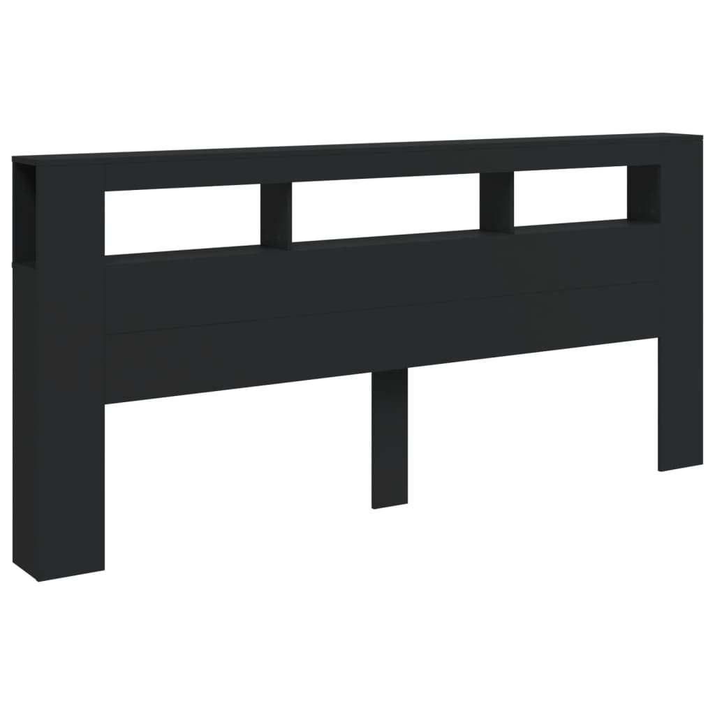 fekete szerelt fa LED-es fejtámla 220x18,5x103,5 cm
