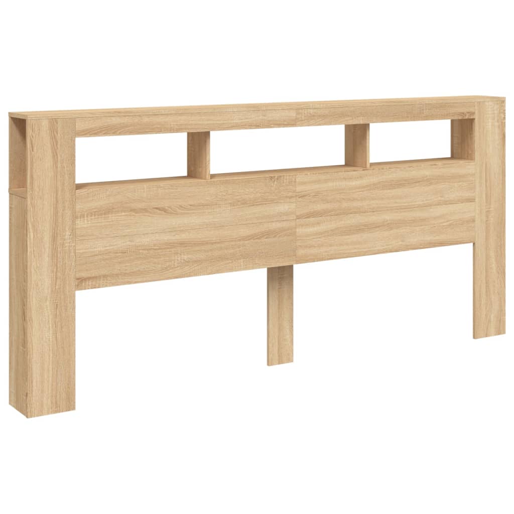 sonoma tölgy színű szerelt fa LED-es fejtámla 220x18,5x103,5 cm