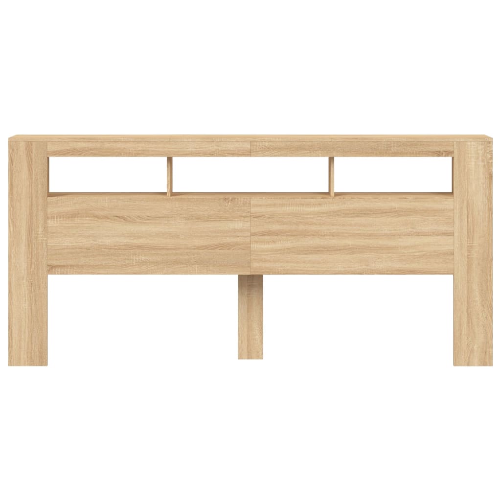 sonoma tölgy színű szerelt fa LED-es fejtámla 220x18,5x103,5 cm