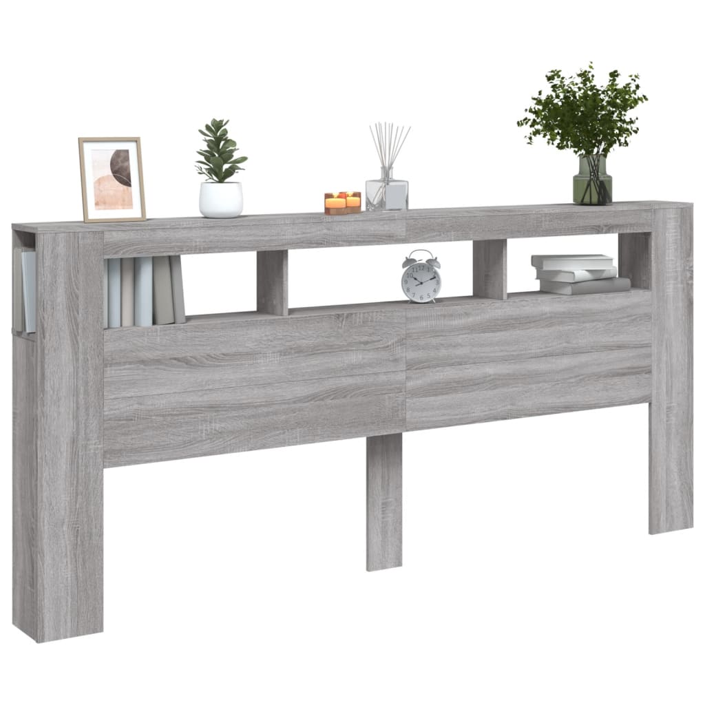 szürke sonoma szerelt fa LED-es fejtámla 220 x 18,5 x 103,5 cm