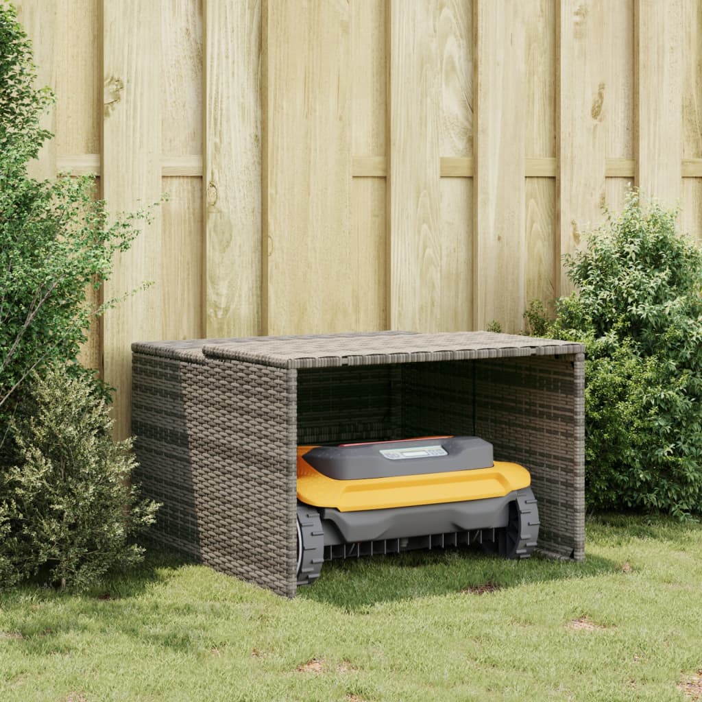 szürke polyrattan robotfűnyíró garázs 86 x 90 x 52/57 cm