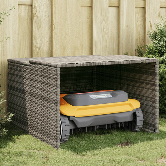 szürke polyrattan robotfűnyíró garázs 86 x 90 x 52/57 cm
